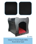 Ahşap Köpek Kulübesi Dekoratif Köpek Evi Siyah Renk Merdivenli Model